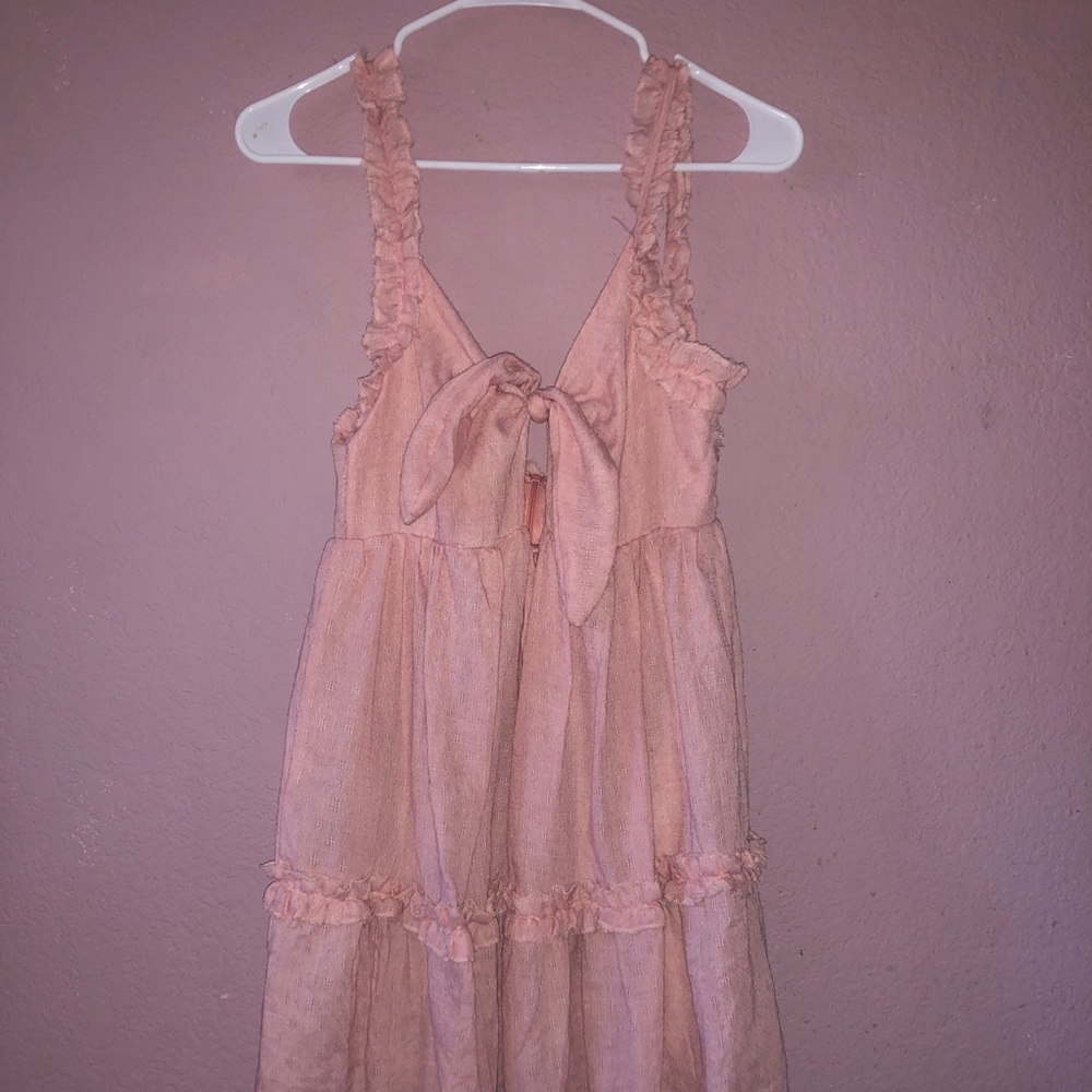 Baby Pink Flowy Ruffled Summer Dress